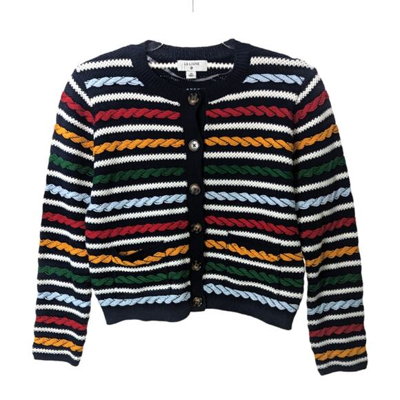 La Ligne x Target Multicolor Striped Cardigan Sweater XS NWOT Textured Knit - Picture 2 of 8